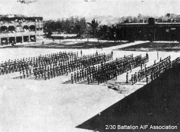 Battalion Parade
Battalion Parade at Selarang Barracks on Australia Day, 1943.
