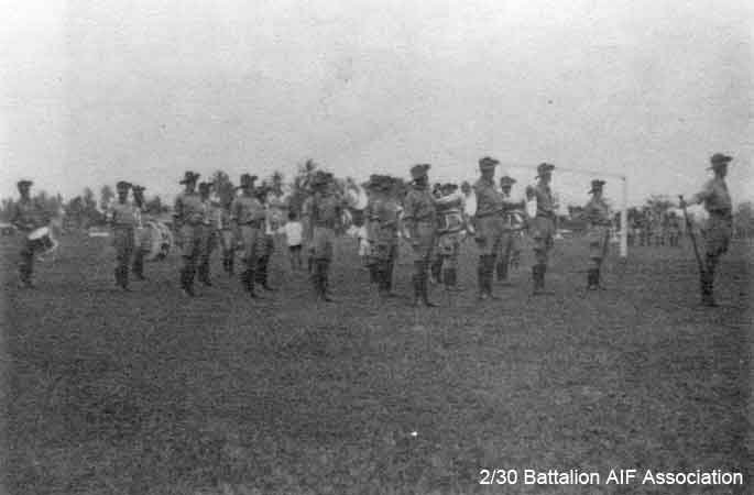 2/30 Battalion Band
The Band on parade on the Padang at Batu Pahat.
