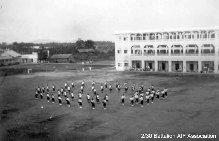 Selarang Barracks
Pre-war parade with the Gordon Highlanders Band at Selarang Barracks, Changi
