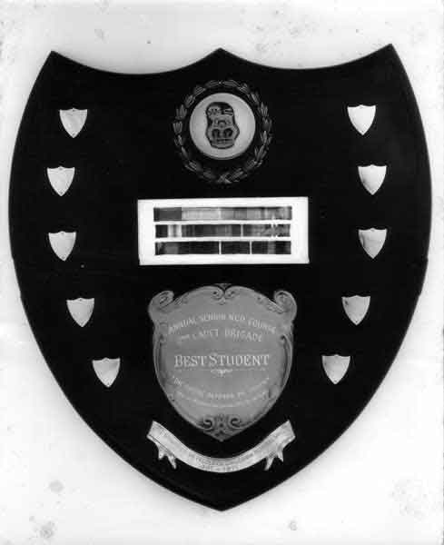 Memorial Shield
Annual Senior NCO Course - 2nd Cadet Brigade - Best Student

"The future depends on youth"

Brig. Sir Frederick Galleghan, DSO, OBE, ISO, ED, 1971

In memory of NX70416 - GALLEGHAN (Sir), Frederick Gallagher (Black Jack), Brig. - BHQ. CO. 2/30 Bn. D.S.O., O.B.E., I.S.O., E.D., K.B.
Keywords: 070506