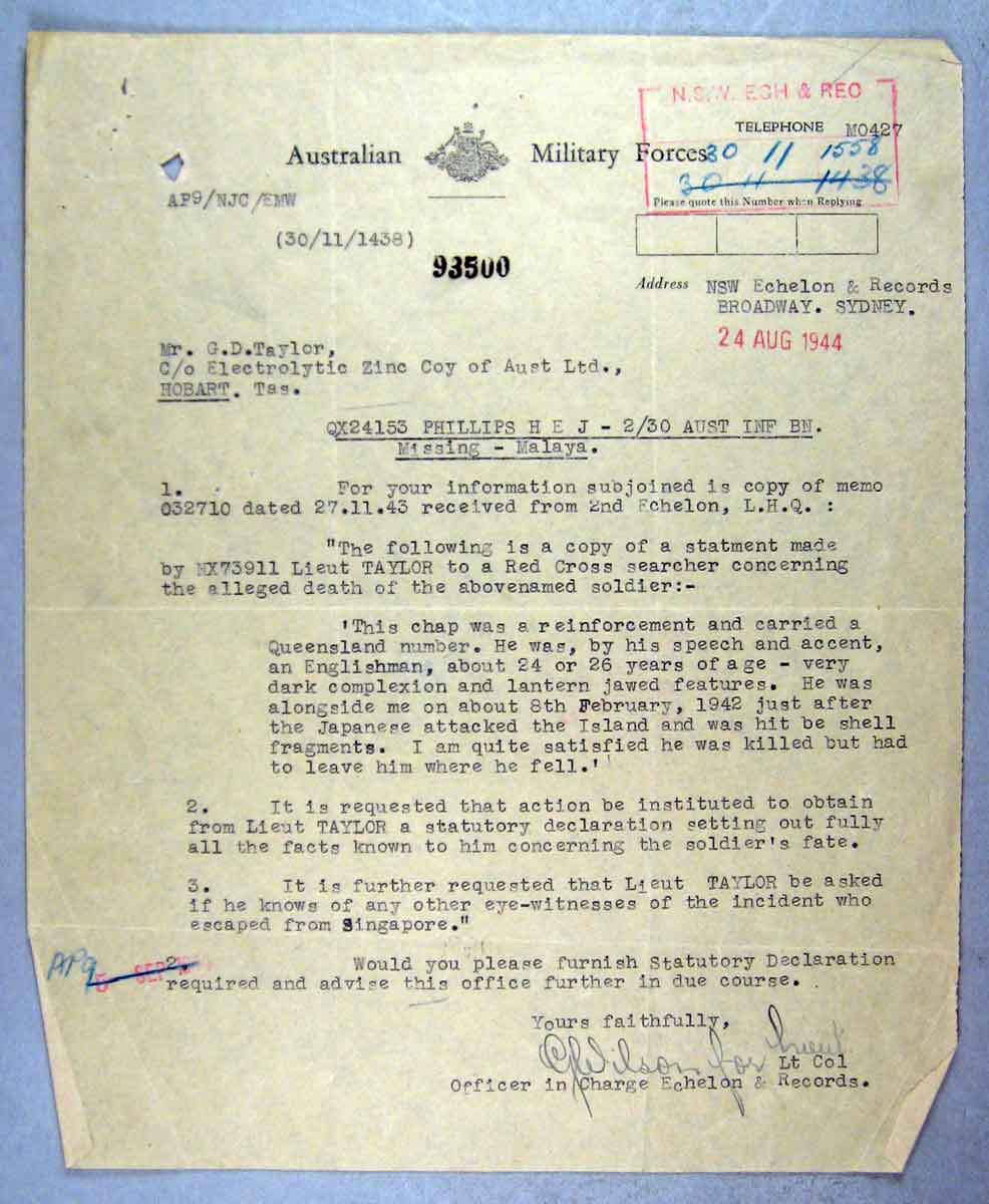 Letter 01 - 24/8/1944
QX24153 - PHILLIPS, Harry Edward John, Pte.
Keywords: 070619_QX24153