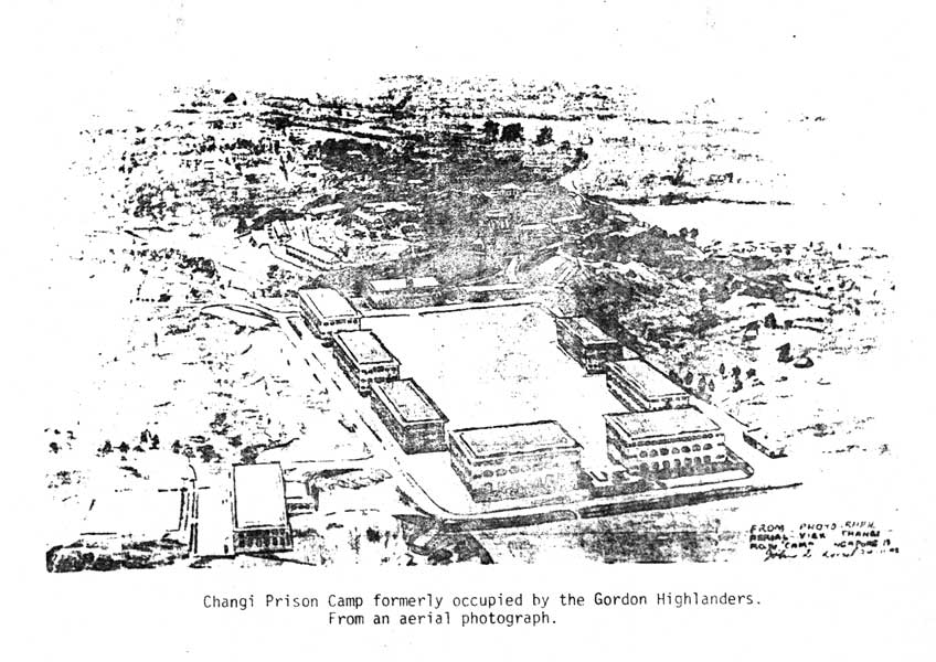 Selarang Barracks, Singapore
POW Camp near Changi, formerly occupied by the Gordon Highlanders.

Sketch by NX46619 - Cpl. John Donald KORSCH - C Company, 14 Platoon, from an aerial photograph.
Keywords: 090215b