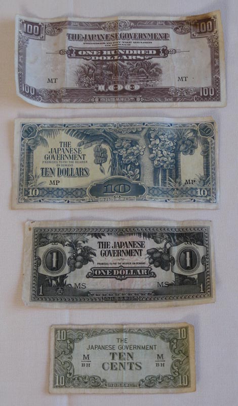 Japanese money
Various denominations notes used during the Japanese occupation of Singapore, Malaysia, and South East Asia.
Keywords: 100214c NX32306