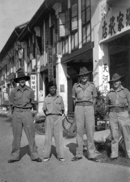On leave in Malaya
Left to right:
1)
2)
3) NX47506 - JACKSON, Oswald James (Ossie), Cpl. - D Company, 17 Platoon
4) 
