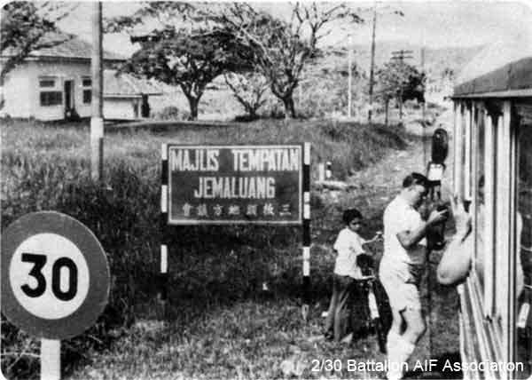 1979 Tour, Day 07
Jemaluang 17/1/1979 - the village of Jemaluang was not reconstructed after the War. The crossroads have only a few European style houses, which are those of Managers of nearby rubber or palm oil plantations.

Included in the report of the 2/30 Bn Group Tour to Malaysia and Singapore. See details in [url=http://www.230battalion.org.au/Makan/Issues/Makan248.htm#Day07]Makan 248, Day 7, 17/1/1979.[/url]
Keywords: Makan248
