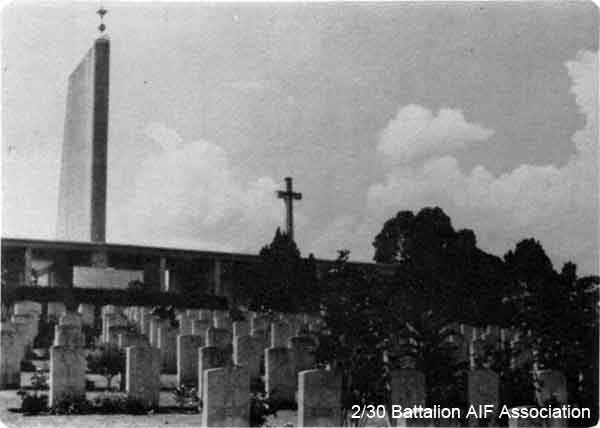 1979 Tour, Day 11
Kranji War Cemetery 21/1/1979 - Kranji Memorial at top of rise above the rows of headstones.

Included in the report of the 2/30 Bn Group Tour to Malaysia and Singapore. See details in [url=http://www.230battalion.org.au/Makan/Issues/Makan248.htm#Day11]Makan 248, Day 11, 21/1/1979.[/url]
Keywords: Makan248