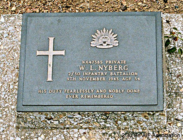 NX47385 - NYBERG, William Lawrence, Pte. - D Company, 18 Platoon
