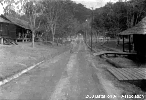 Batu Pahat Camp, Malaya
Road past Battalion HQ at Batu Pahat Camp, leading up to the aerodrome
