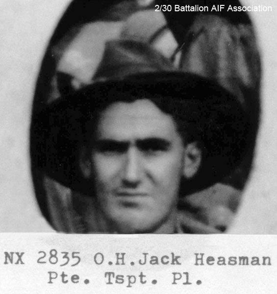 NX2835 - HEASMAN, Orphwood Henry Jack (Jack), Pte. - HQ Coy. Tpt. Pl.
Doi Takanoon (Exhaustion, Cholera)
