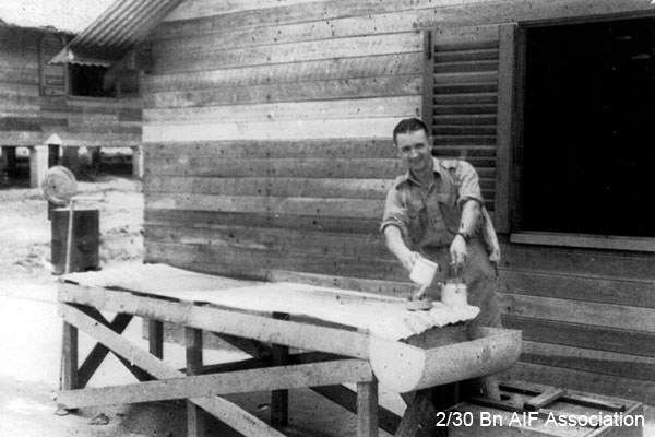 Having a cuppa in Malaya
NX47951 - NAGLE, Athol Gervase, L/Sgt. - B Ord. Room
Keywords: Malaya