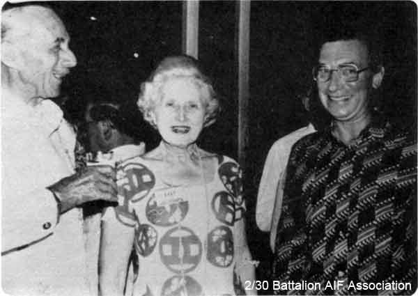 1979 Tour, Day 03
Kuala Lumpur 13/1/1979 - at Reception in Kuala Lumpur given by Mr. G. Feakes, High Commissioner in Malaysia for Australia. Left to right: Tan Sri Dato Mubin Sheppard, Lady Galleghan, and Mr. George Feakes.

Included in the report of the 2/30 Bn Group Tour to Malaysia and Singapore. See details in [url=http://www.230battalion.org.au/Makan/Issues/Makan248.htm#Day03]Makan 248, Day 3, 13/1/1979.[/url]
Keywords: Makan248